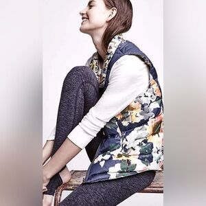 Anthropologie Pure + Good Aquaflora reversible puffer vest S